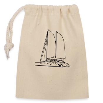 Segel Yacht - Verschließbarer Geschenkbeutel aus Baumwolle (14x20cm) - Natur - Vorne