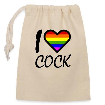 I love - Closable cotton gift bag (14x20cm) - nature - Front