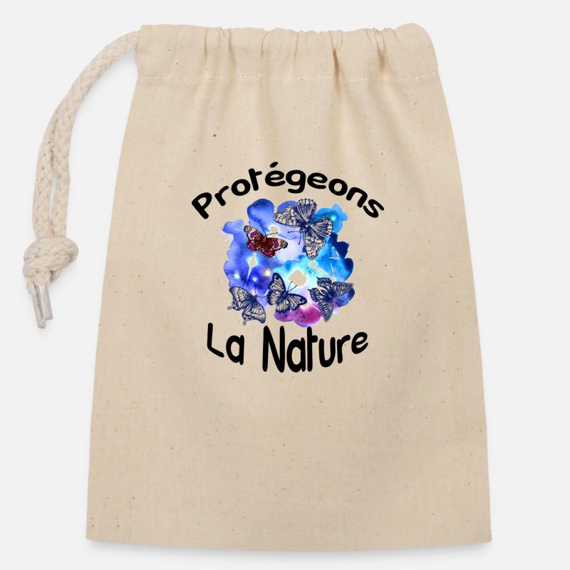 protégeons la nature - Sac cadeau en coton avec cordon (14 x 20 cm) - nature