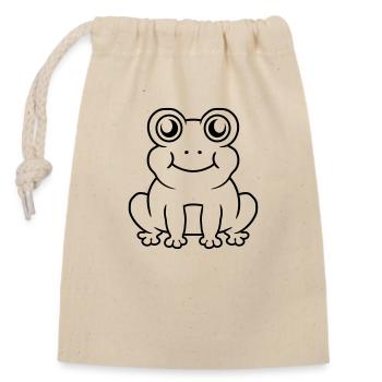 Sedentary little sweet frog - Closable cotton gift bag (14x20cm) - nature - Front