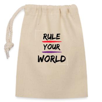 Rule your world - Closable cotton gift bag (14x20cm) - nature - Front