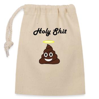 Holy Shit - Closable cotton gift bag (14x20cm) - nature - Front