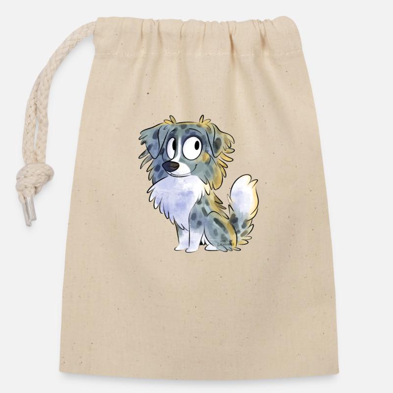 Chibi Australian Shepherd - Blue Merle - Verschließbarer Geschenkbeutel aus Baumwolle (14x20cm) - Natur