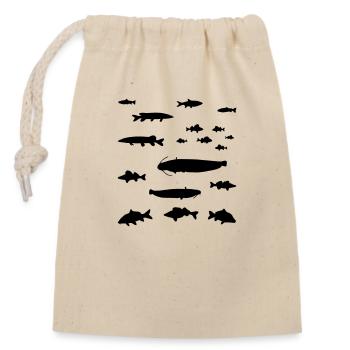 Many fish - fishing gift, fishing - Closable cotton gift bag (14x20cm) - nature - Front