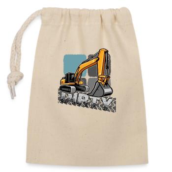 Pelle « Le conducteur de l’excavatrice creuse des trous » - Sac cadeau en coton avec cordon (14 x 20 cm) - nature - Devant