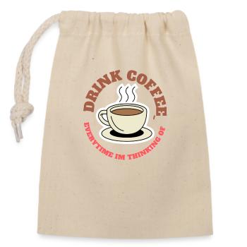 bois du café dès que j'y pense ! - Sac cadeau en coton avec cordon (14 x 20 cm) - nature - Devant