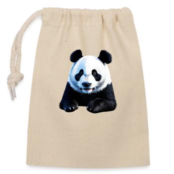 Panda mignon - Sac cadeau en coton avec cordon (14 x 20 cm) - nature - Devant