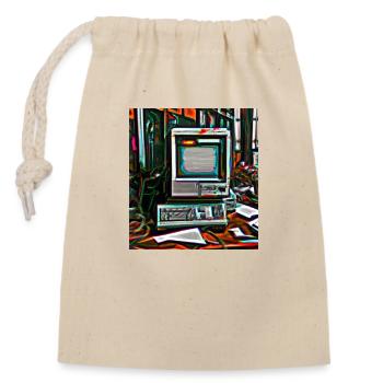 Alter Digital Art Computer - Verschließbarer Geschenkbeutel aus Baumwolle (14x20cm) - Natur - Vorne