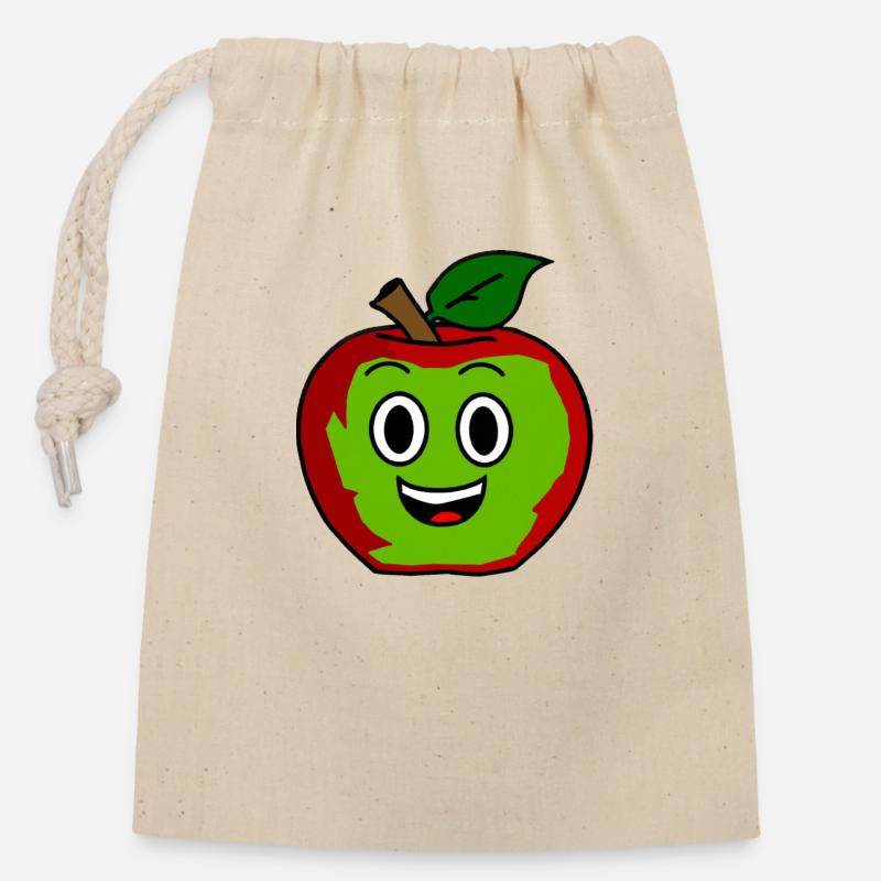 Funny Apple - Closable cotton gift bag (14x20cm) - nature