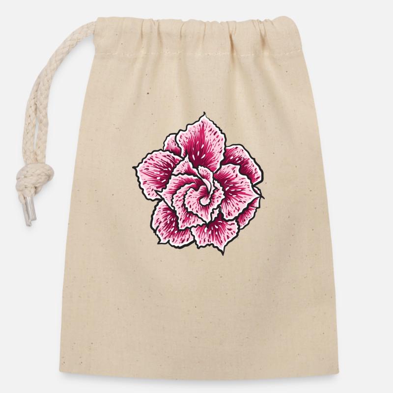 Blume - Verschließbarer Geschenkbeutel aus Baumwolle (14x20cm) - Natur