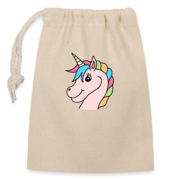 Einhorn Regenbogen Rosa - Verschließbarer Geschenkbeutel aus Baumwolle (14x20cm) - Natur - Vorne