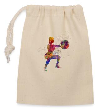 Fitness exercise - Closable cotton gift bag (14x20cm) - nature - Front