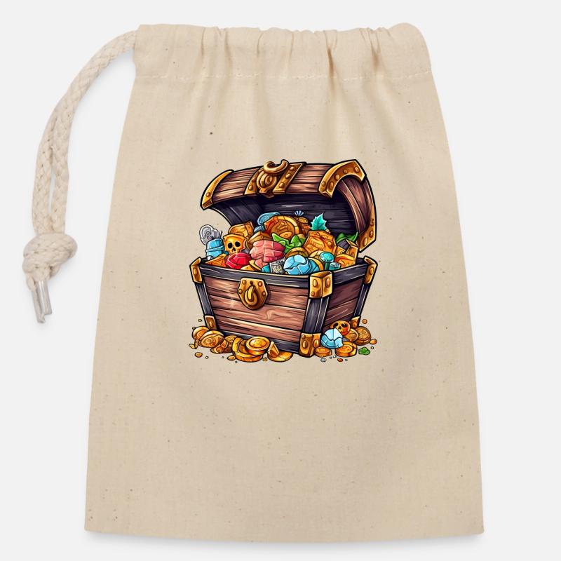 A treasure chest - Closable cotton gift bag (14x20cm) - nature