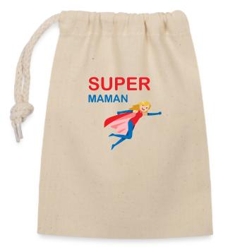 Super Maman - Sac cadeau en coton avec cordon (14 x 20 cm) - nature - Devant