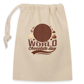 Chocolate World - Closable cotton gift bag (14x20cm) - nature - Front