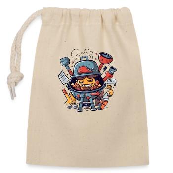 Barbecue Kawaii utensils - Closable cotton gift bag (14x20cm) - nature - Front