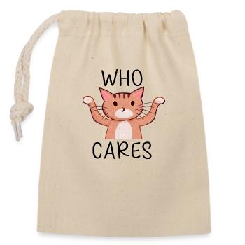 Who Cares - Closable cotton gift bag (14x20cm) - nature - Front
