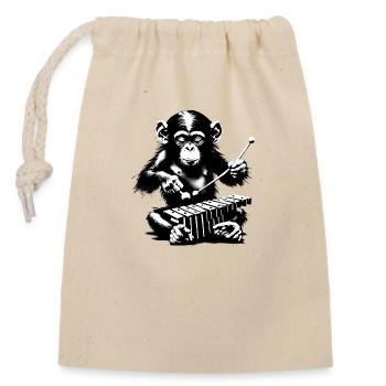 Cute Little Monkey | Orchestra in Banksy style - Closable cotton gift bag (14x20cm) - nature - Front