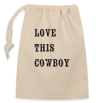 Cowboy, Valentinstag, Partnerlook, passendes Paar - Verschließbarer Geschenkbeutel aus Baumwolle (14x20cm) - Natur - Vorne