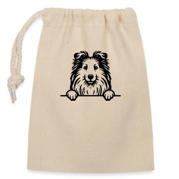 Peeking Sheltie - Shetland Sheepdog Vektor - Verschließbarer Geschenkbeutel aus Baumwolle (14x20cm) - Natur - Vorne