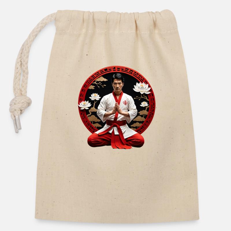 Inner Peace with Kung Fu - Closable cotton gift bag (14x20cm) - nature