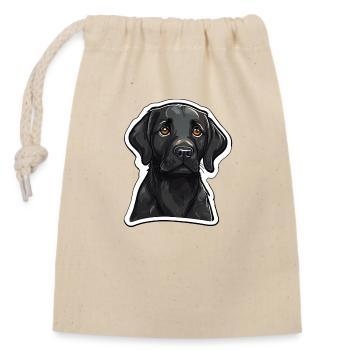 Labrador Retriever Familienhund schwarzer Hund - Verschließbarer Geschenkbeutel aus Baumwolle (14x20cm) - Natur - Vorne
