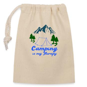 camping therapy - Verschließbarer Geschenkbeutel aus Baumwolle (14x20cm) - Natur - Vorne