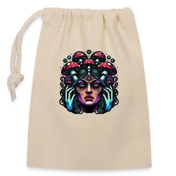Femme Champignon Mystique - Sac cadeau en coton avec cordon (14 x 20 cm) - nature - Devant