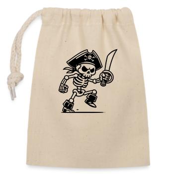 Pirate Skeleton with Saber - Closable cotton gift bag (14x20cm) - nature - Front