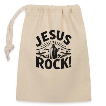 Jesus ist mein Fels in der Brandung - Verschließbarer Geschenkbeutel aus Baumwolle (14x20cm) - Natur - Vorne