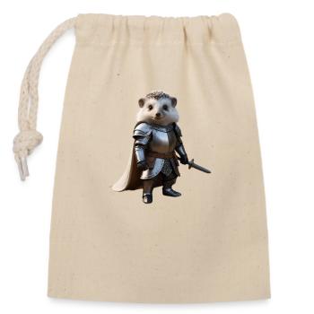 Hedgehog Knight Sword 2 - Closable cotton gift bag (14x20cm) - nature - Front