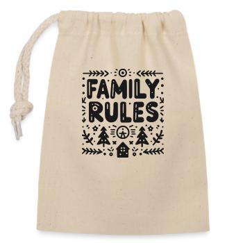 Règles de famille - Sac cadeau en coton avec cordon (14 x 20 cm) - nature - Devant