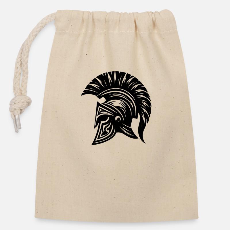 Spartan Helmet - Closable cotton gift bag (14x20cm) - nature