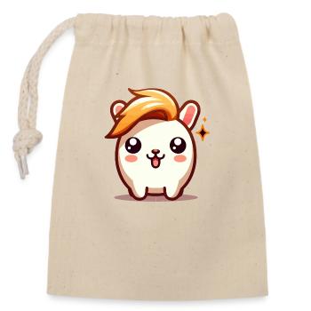 Süßer Hamster mit Frisur - Verschließbarer Geschenkbeutel aus Baumwolle (14x20cm) - Natur - Vorne