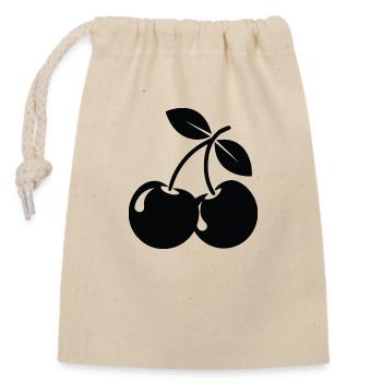 Cherries - Closable cotton gift bag (14x20cm) - nature - Front