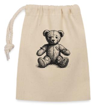 Teddy bear - Closable cotton gift bag (14x20cm) - nature - Front