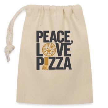 Paix, amour et pizza - Sac cadeau en coton avec cordon (14 x 20 cm) - nature - Devant