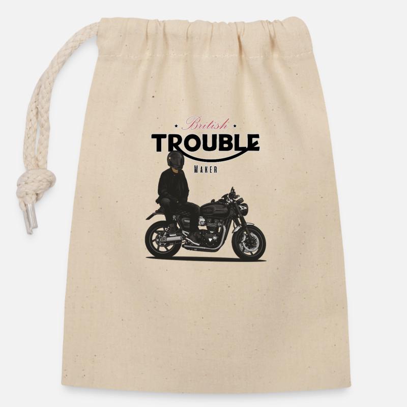 Modern Classic // Custom // Motorcycle - Closable cotton gift bag (14x20cm) - nature