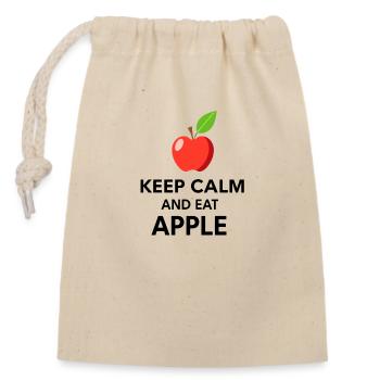 Keep Calm, Eat Apples - Closable cotton gift bag (14x20cm) - nature - Front
