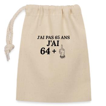 Birthday 65 years old I'm not 64 years old I'm 65+ - Closable cotton gift bag (14x20cm) - nature - Front