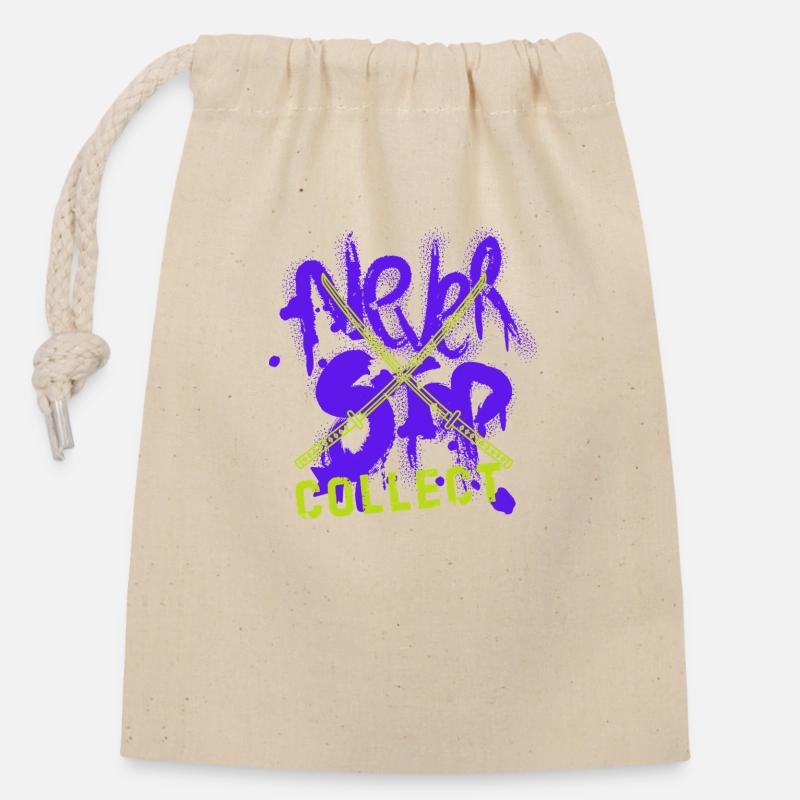 Never Stop - Closable cotton gift bag (14x20cm) - nature
