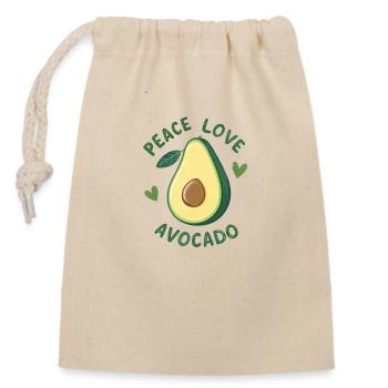 Peace, love and avocado - Closable cotton gift bag (14x20cm) - nature - Front