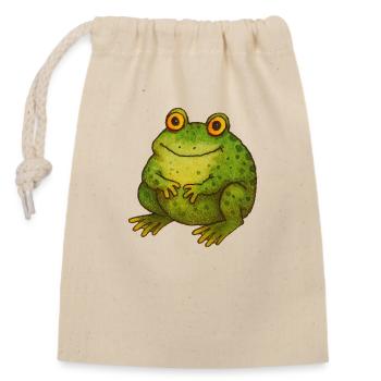 Mignon Vintage Crapaud Vert Rétro Nature Art - Sac cadeau en coton avec cordon (14 x 20 cm) - nature - Devant