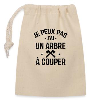 Je Peux Pas J'ai Un Arbre à Couper - Sac cadeau en coton avec cordon (14 x 20 cm) - nature - Devant