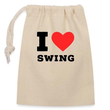 Ich liebe Swing - Verschließbarer Geschenkbeutel aus Baumwolle (14x20cm) - Natur - Vorne