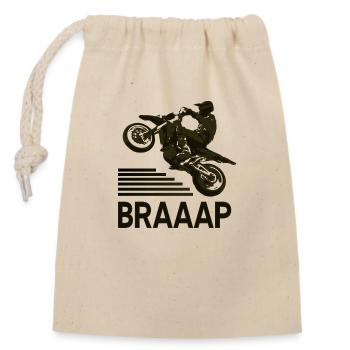 Brraaap Motorrad - Verschließbarer Geschenkbeutel aus Baumwolle (14x20cm) - Natur - Vorne