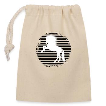 Black and White Horse - Closable cotton gift bag (14x20cm) - nature - Front