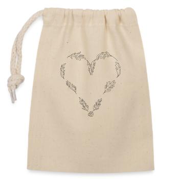 Heart Love Black Lines - Closable cotton gift bag (14x20cm) - nature - Front