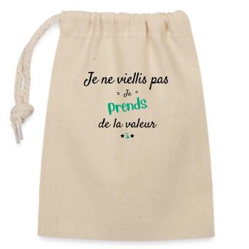 I'm gaining value - Closable cotton gift bag (14x20cm) - nature - Front