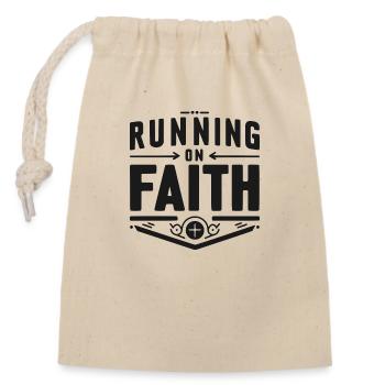 Running on Faith - Closable cotton gift bag (14x20cm) - nature - Front